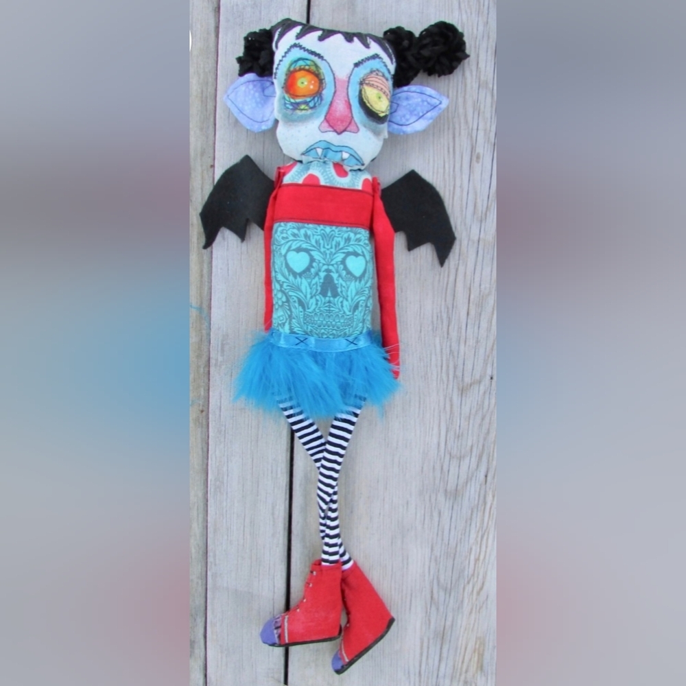 Art Doll Vampiress In Pigtails By Artist Monster Maud